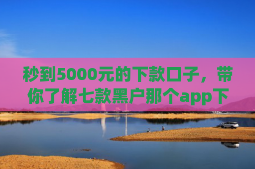 秒到5000元的下款口子，带你了解七款黑户那个app下款